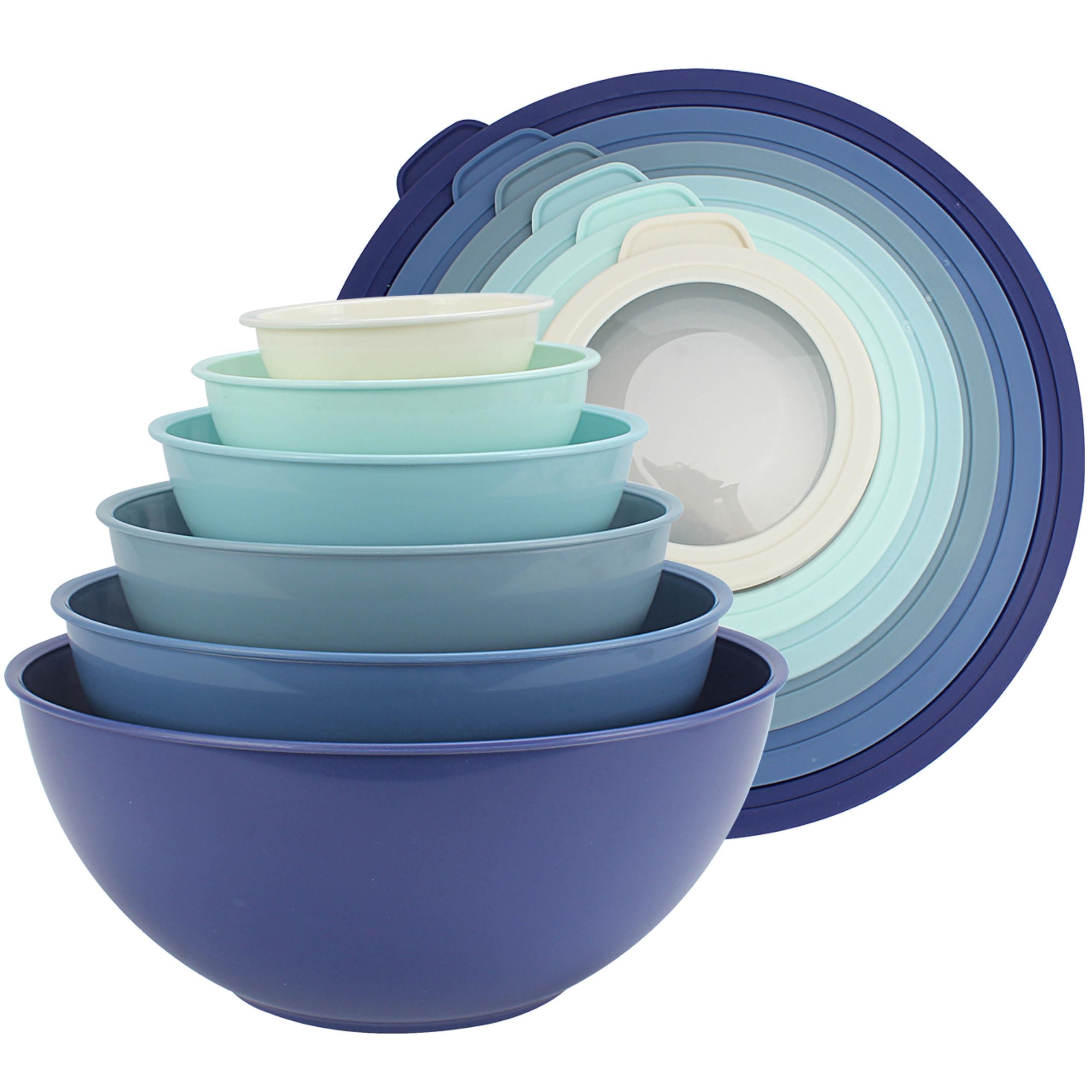 COOK WITH COLOR Mixing Bowls with TPR Lids - 12 Piece Plastic